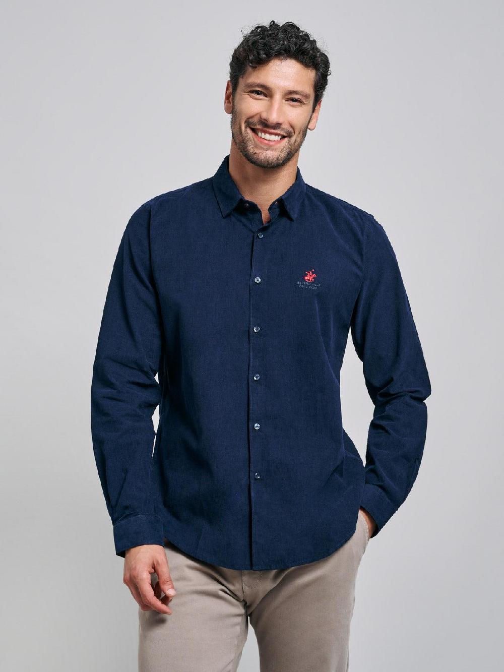beverly hills polo club CORDUROY SHIRT NIGHT BLUE