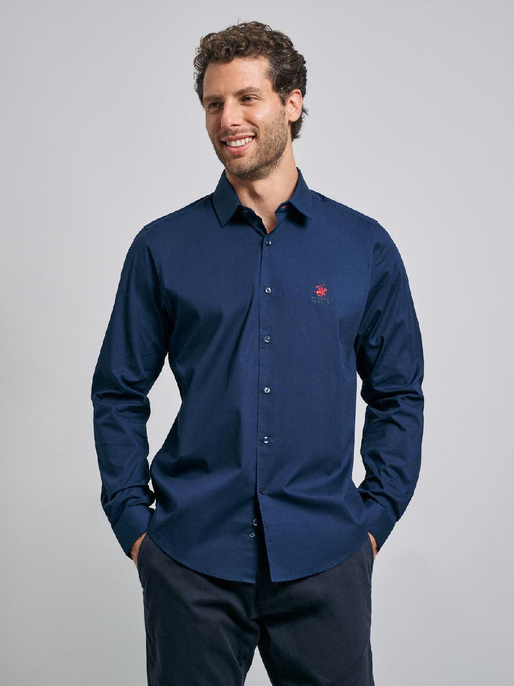 beverly hills polo club COTTON OXFORD SHIRT NAVY