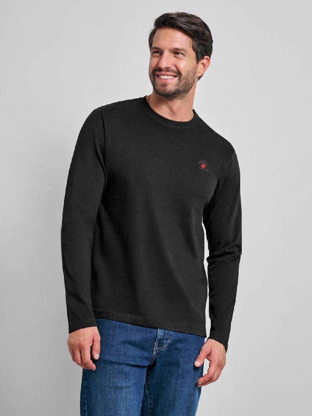beverly hills polo club POLO PONY LS T-SHIRT BLACK