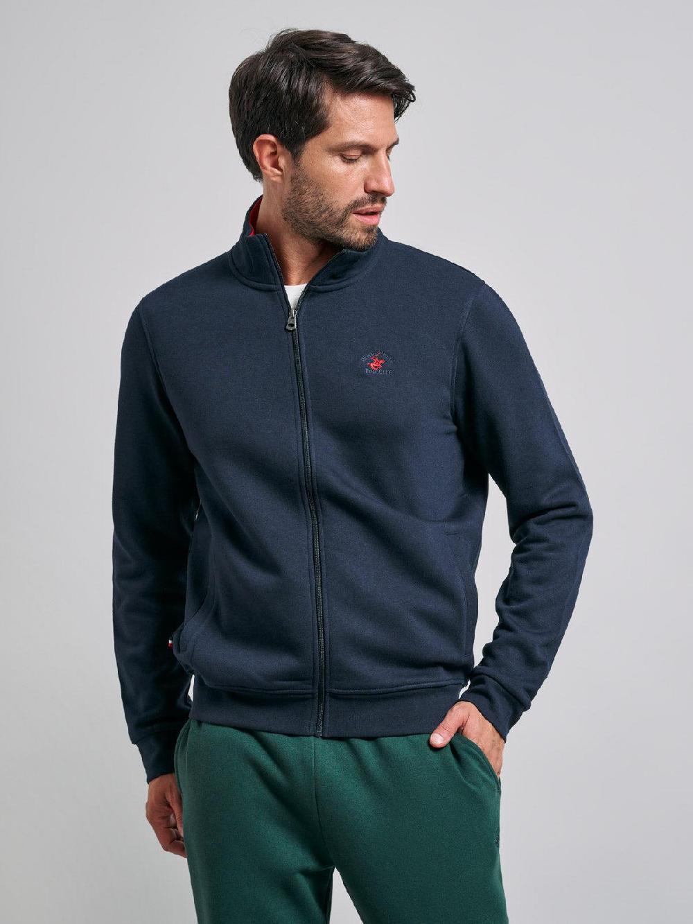 beverly hills polo club POLO PONY ZIP SWEAT NAVY