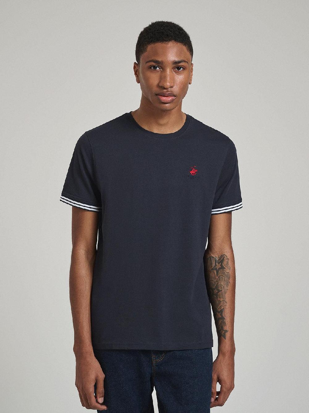 beverly hills polo club TIPPED SLEEVE T-SHIRT NAVY