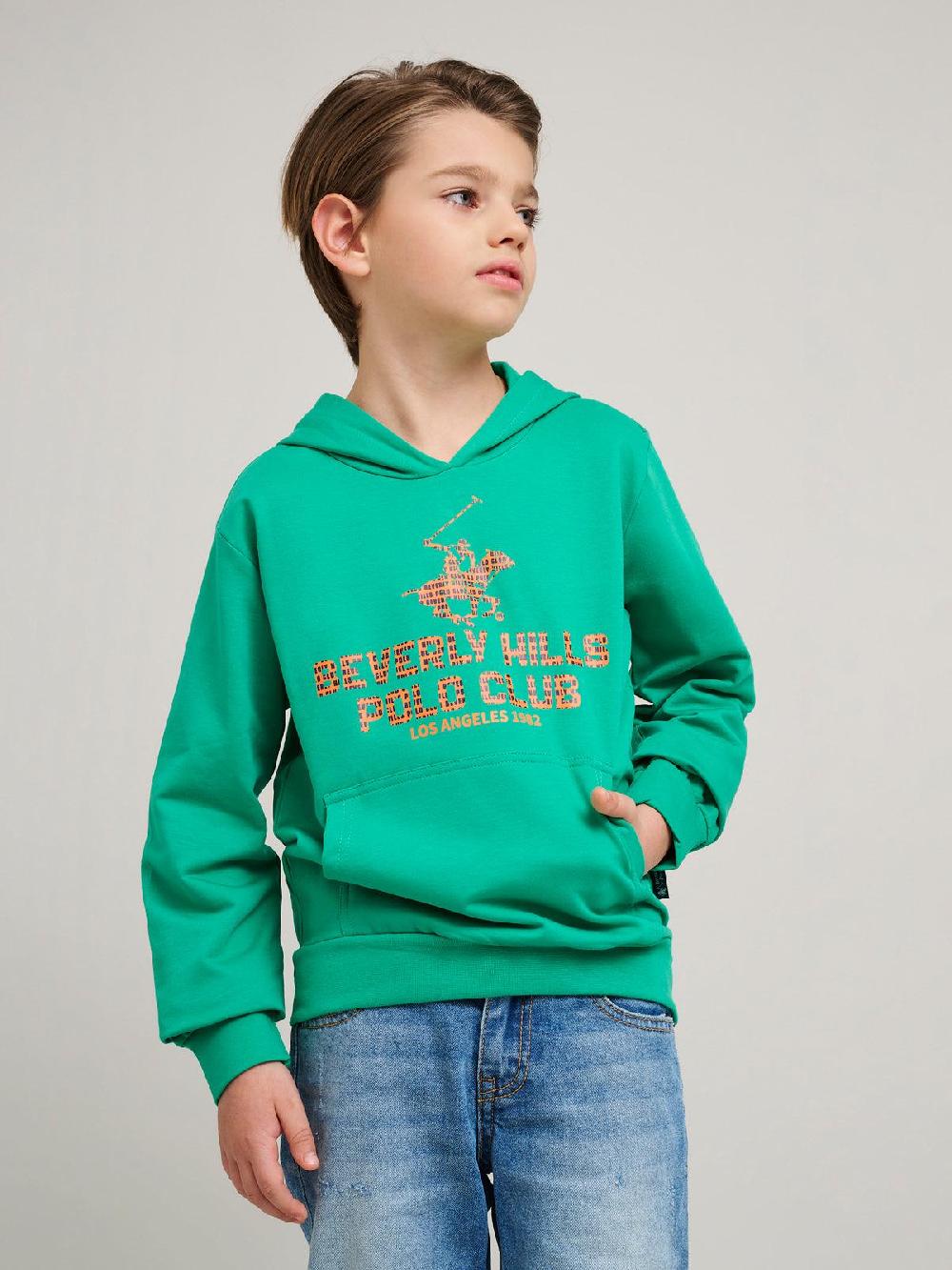 beverly hills polo club BLOCK LOGO HOODIE SEA FOAM GREEN