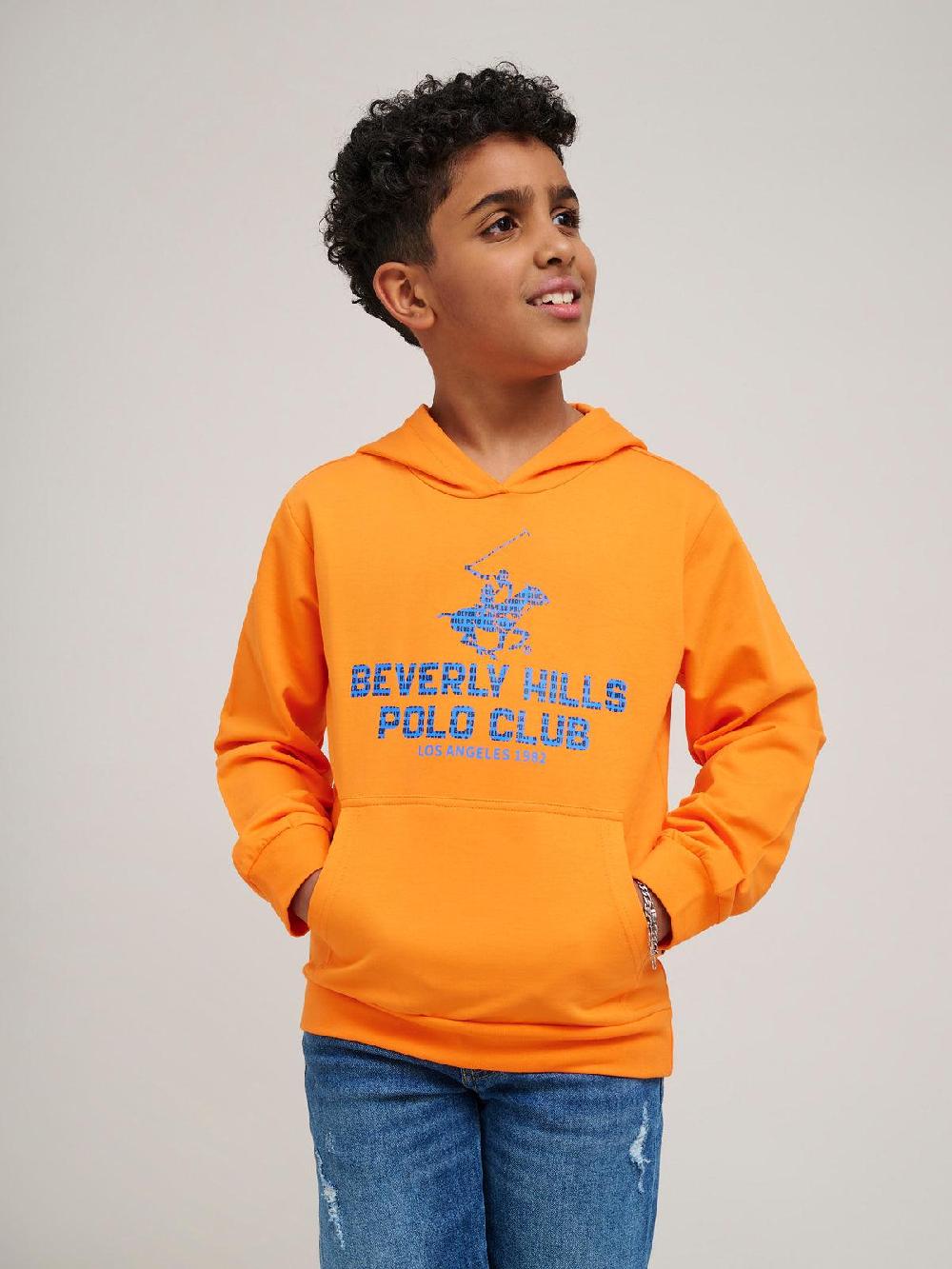 beverly hills polo club BLOCK LOGO HOODIE TANGERINE ORANGE