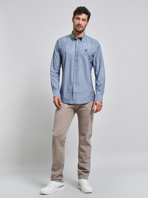 Beverly Hills Polo Club BUTTON DOWN DENIM SHIRT DARK WASH