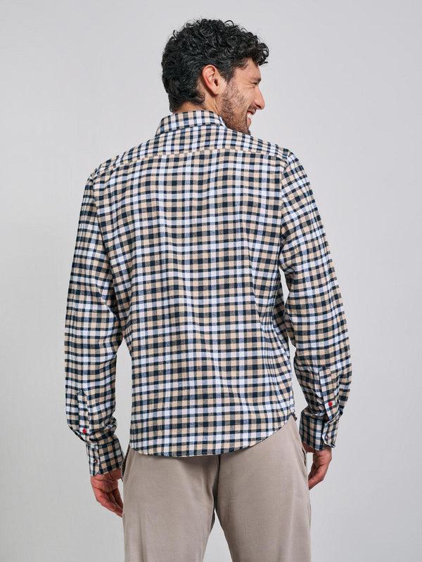 Beverly Hills Polo Club BUTTON DOWN FLANNEL CHECK SHIRT ECRU