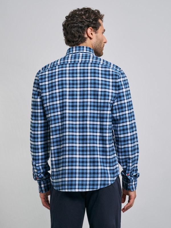 Beverly Hills Polo Club BUTTON DOWN FLANNEL CHECK SHIRT NAVY