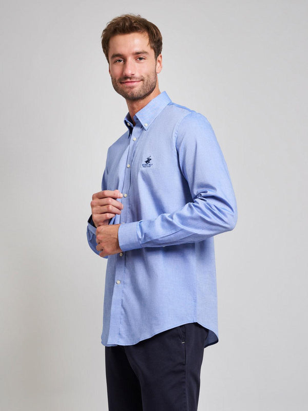 Beverly Hills Polo Club BUTTON DOWN OXFORD SHIRT LIGHT BLUE