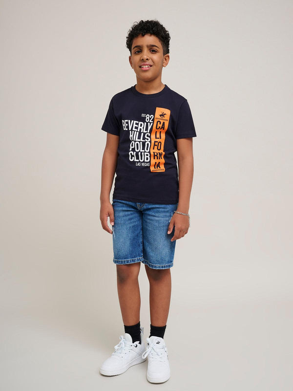 Beverly Hills Polo Club CALIFORNIA BLOCK PRINT T-SHIRT NAVY