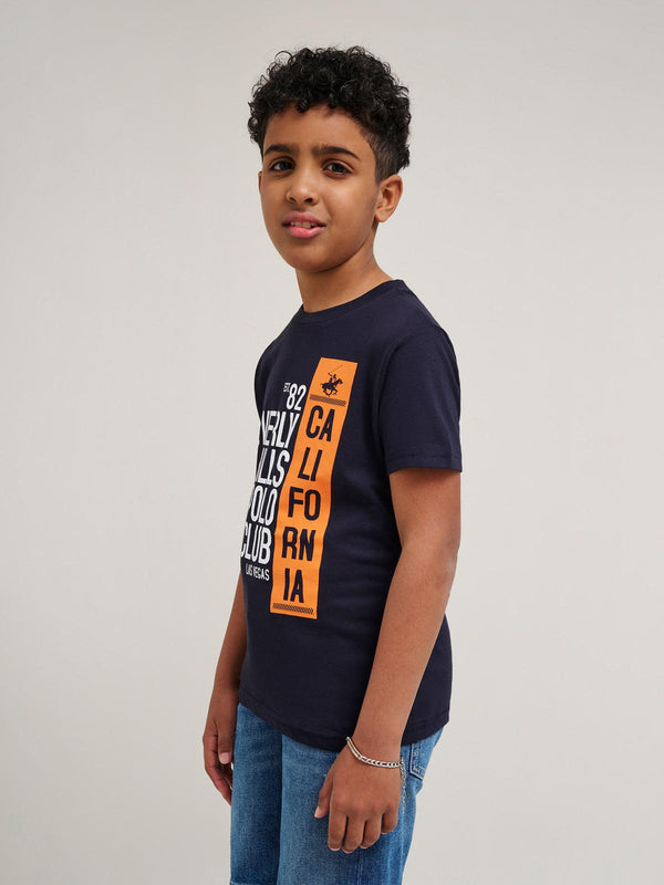 Beverly Hills Polo Club CALIFORNIA BLOCK PRINT T-SHIRT NAVY