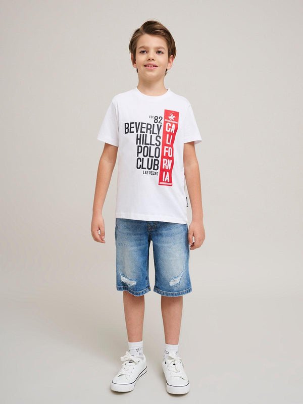 Beverly Hills Polo Club CALIFORNIA BLOCK PRINT T-SHIRT WHITE