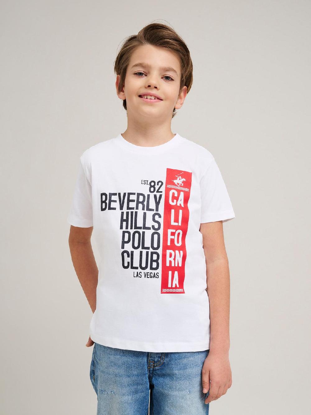 beverly hills polo club CALIFORNIA BLOCK PRINT T-SHIRT WHITE