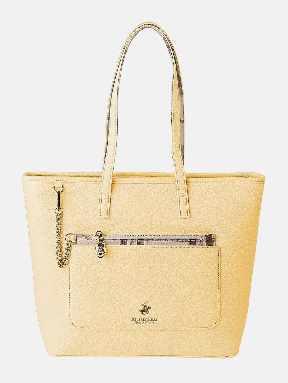 beverly hills polo club CHECK PURSE MINI TOTE YELLOW