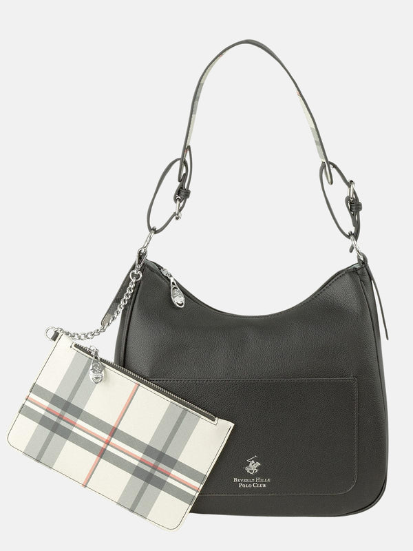 Beverly Hills Polo Club CHECK PURSE SHOULDER BAG BLACK