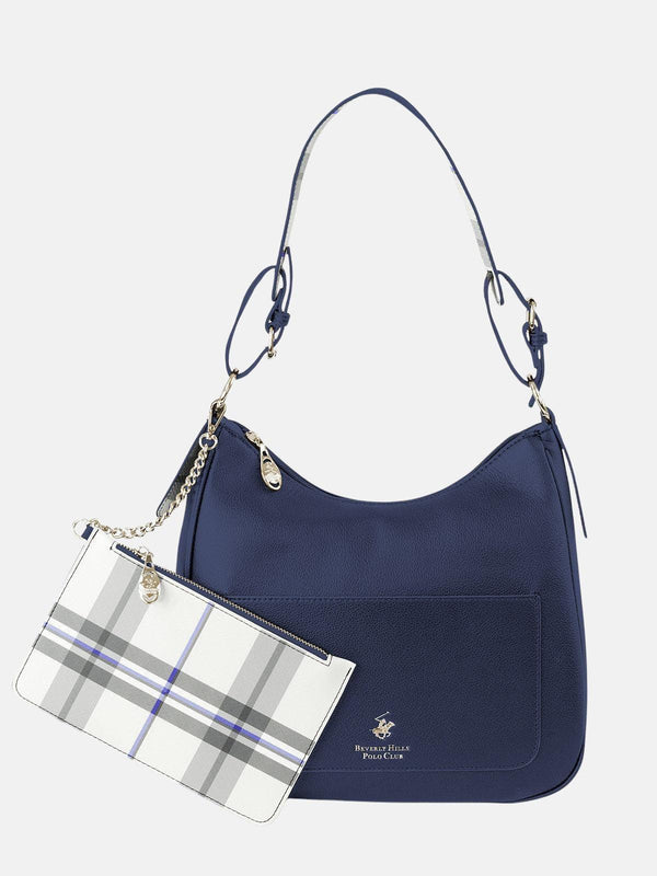 Beverly Hills Polo Club CHECK PURSE SHOULDER BAG BLUE