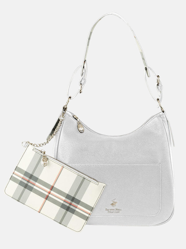 Beverly Hills Polo Club CHECK PURSE SHOULDER BAG WHITE