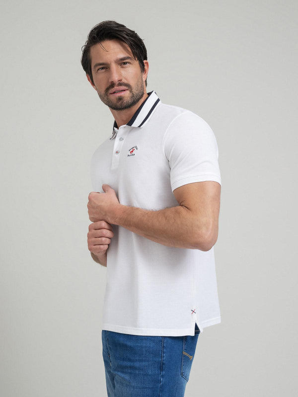 Beverly Hills Polo Club COLLAR STRIPE POLO SHIRT WHITE
