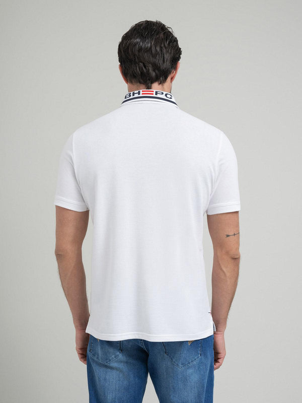 Beverly Hills Polo Club COLLAR STRIPE POLO SHIRT WHITE