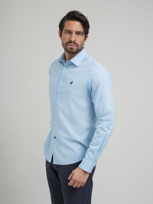 Beverly Hills Polo Club CONTRAST BUTTON SHIRT LIGHT BLUE