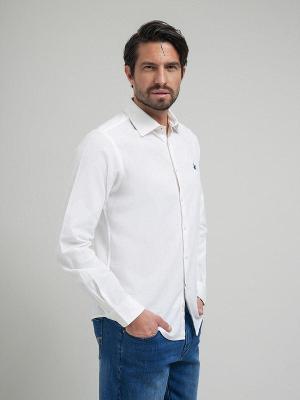 Beverly Hills Polo Club CONTRAST BUTTON SHIRT WHITE