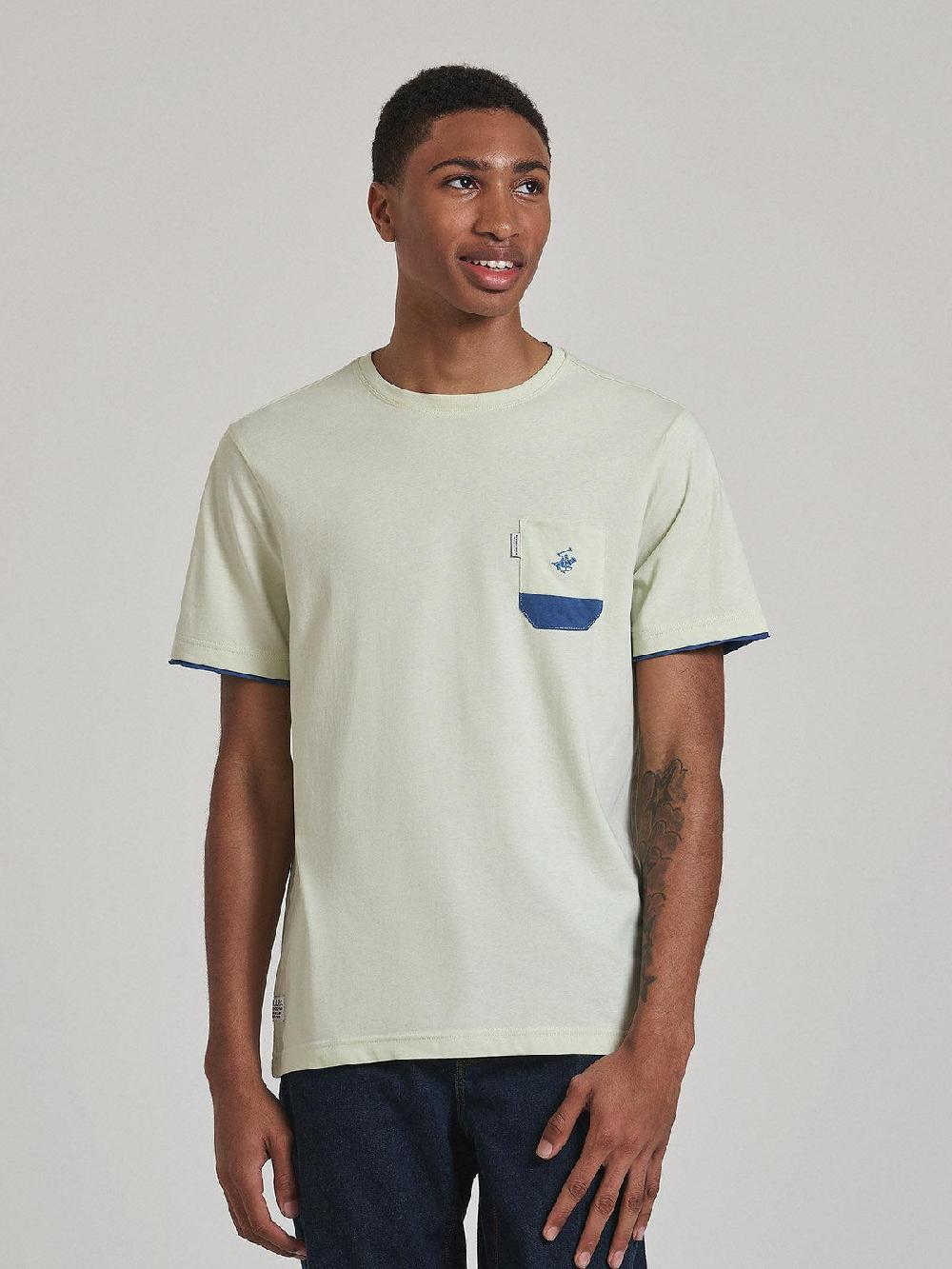 beverly hills polo club CONTRAST POCKET PATCH T-SHIRT OFF WHITE