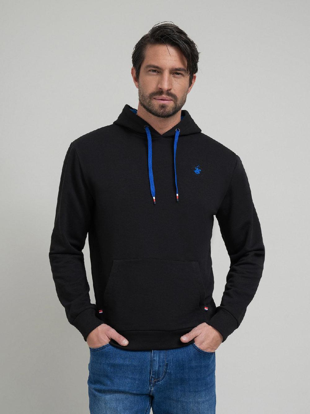beverly hills polo club CONTRAST POLO PONY HOODIE BLACK