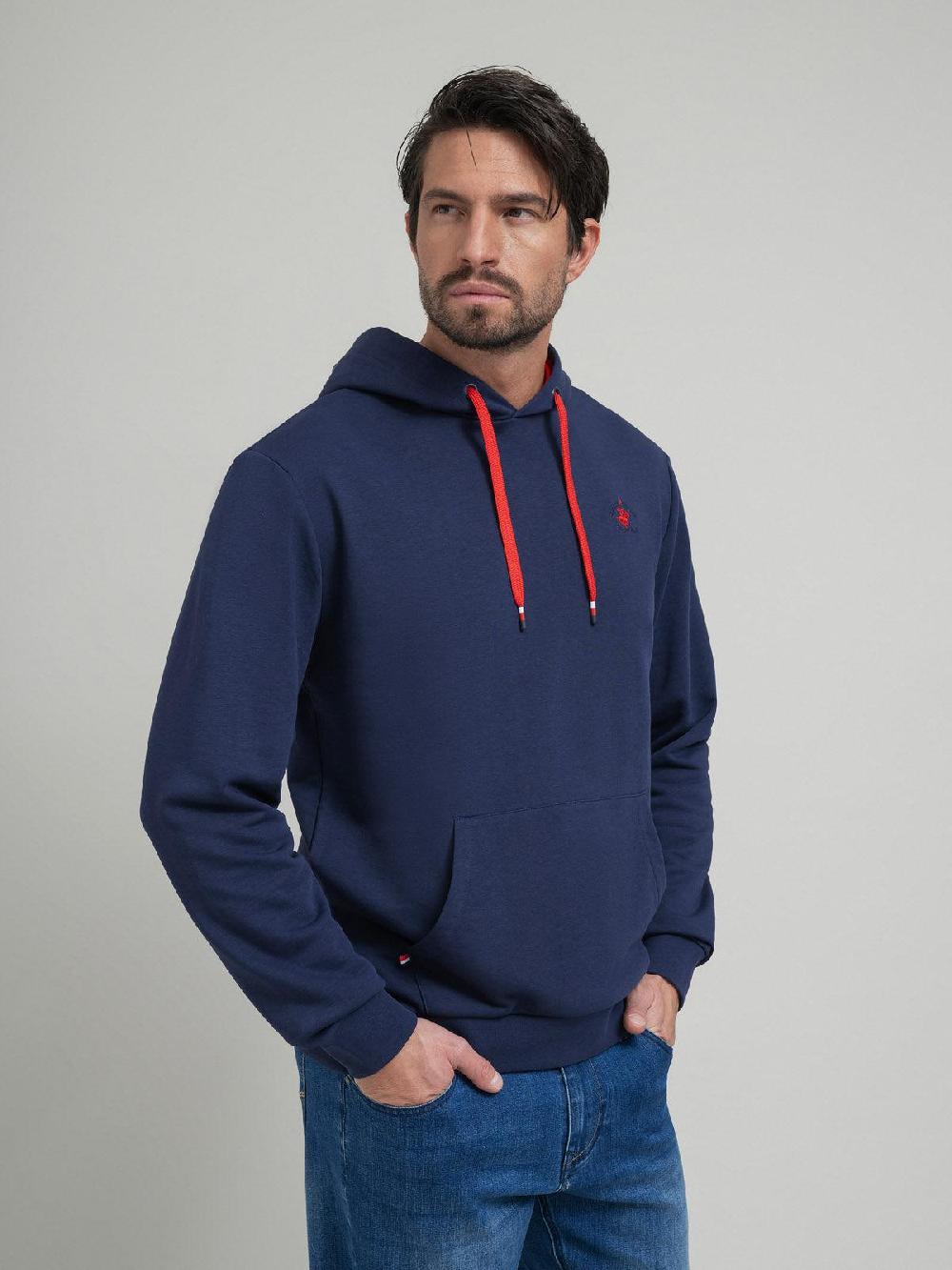 beverly hills polo club CONTRAST POLO PONY HOODIE NAVY