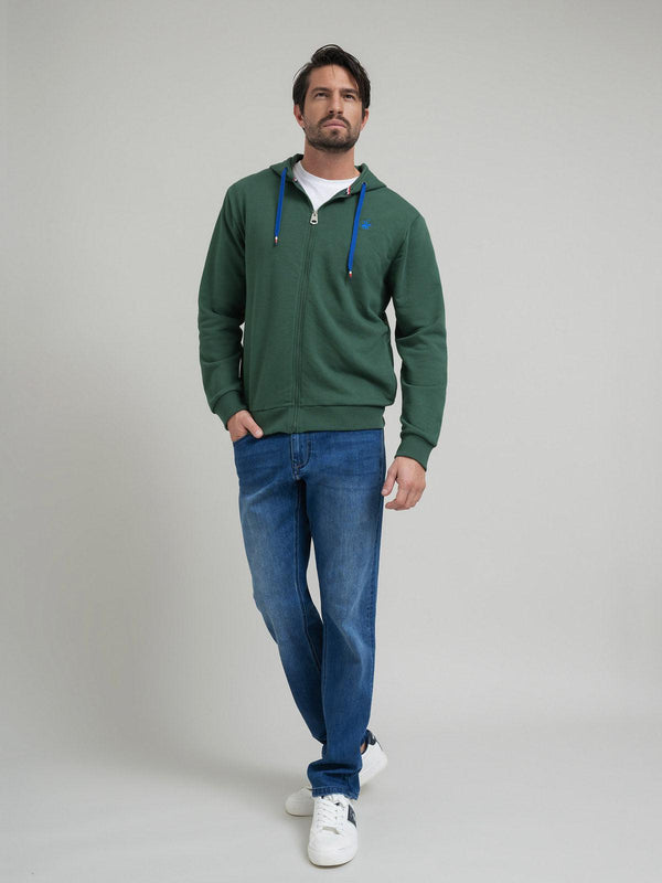 Beverly Hills Polo Club CONTRAST POLO PONY ZIP HOODIE WOOD GREEN