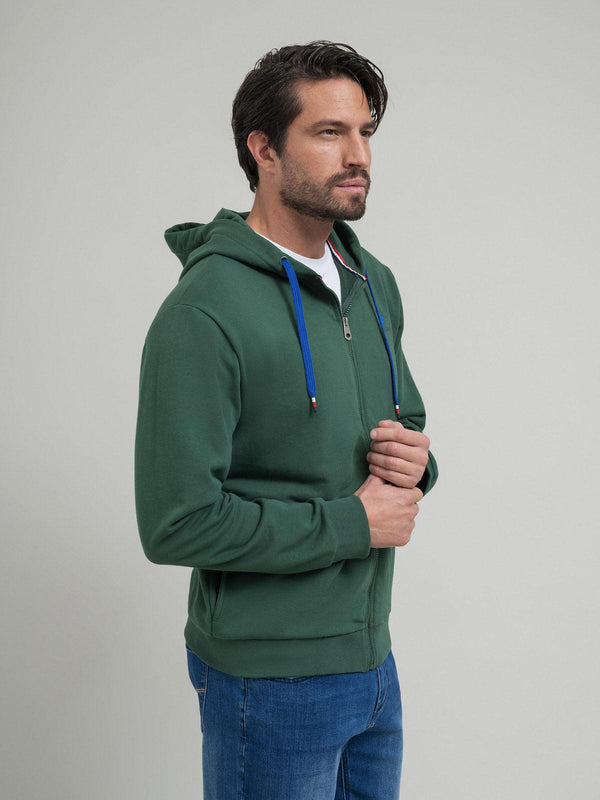 Beverly Hills Polo Club CONTRAST POLO PONY ZIP HOODIE WOOD GREEN