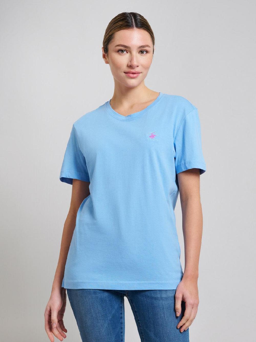 beverly hills polo club COTTON JERSEY CREWNECK T-SHIRT BREEZE BLUE