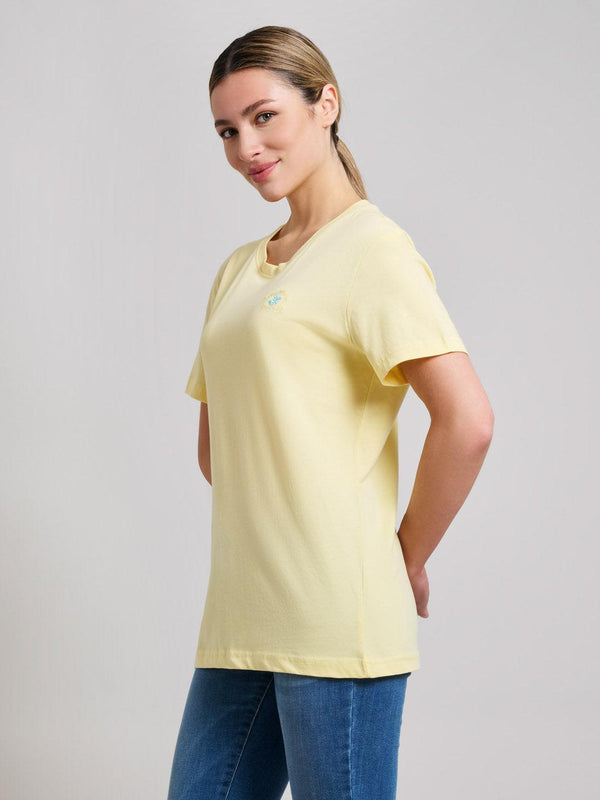 Beverly Hills Polo Club COTTON JERSEY CREWNECK T-SHIRT BROKEN YELLOW