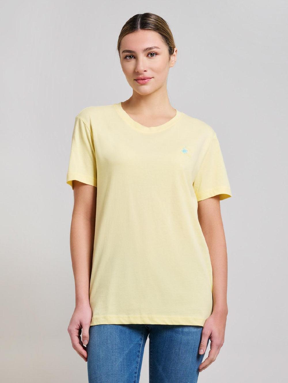 beverly hills polo club COTTON JERSEY CREWNECK T-SHIRT BROKEN YELLOW