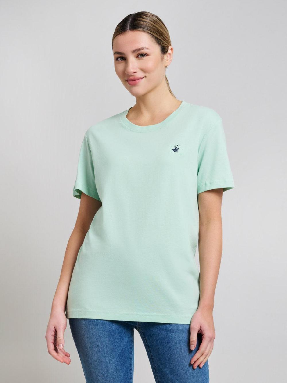 beverly hills polo club COTTON JERSEY CREWNECK T-SHIRT CELADON DRIFT