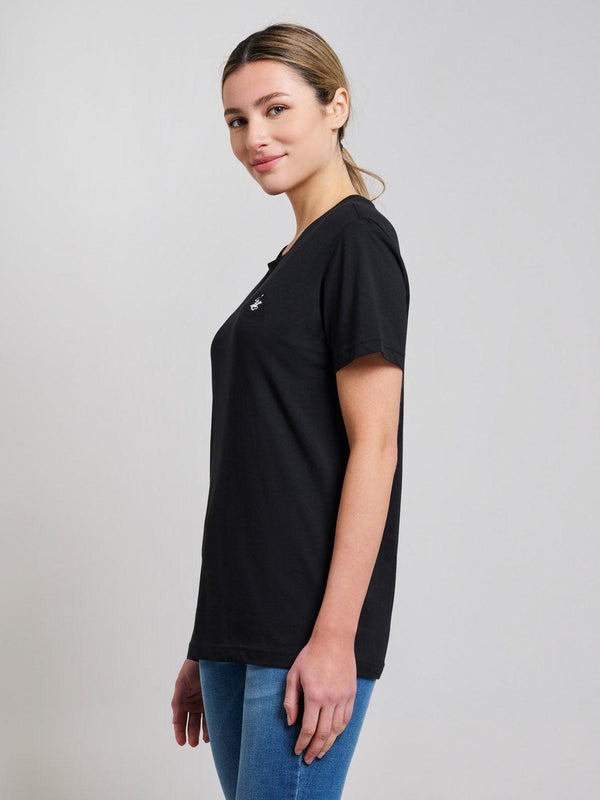 Beverly Hills Polo Club COTTON JERSEY CREWNECK T-SHIRT CLUB BLACK