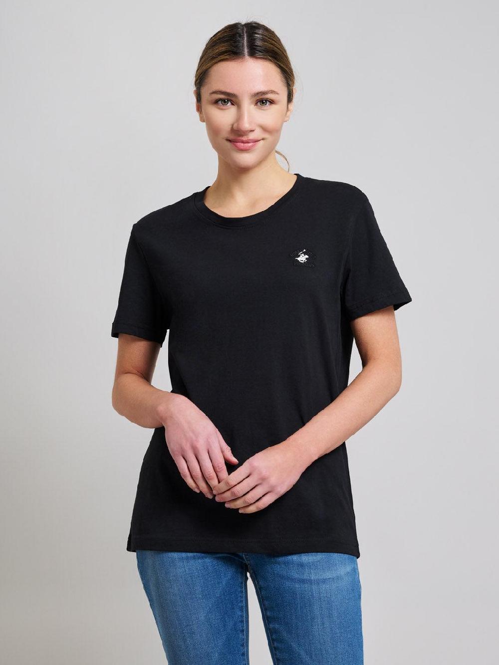 beverly hills polo club COTTON JERSEY CREWNECK T-SHIRT CLUB BLACK
