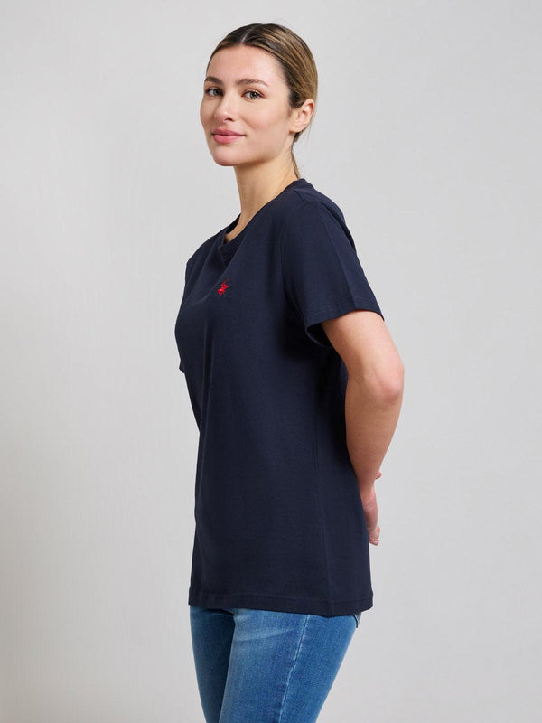 Beverly Hills Polo Club COTTON JERSEY CREWNECK T-SHIRT DARK NAVY