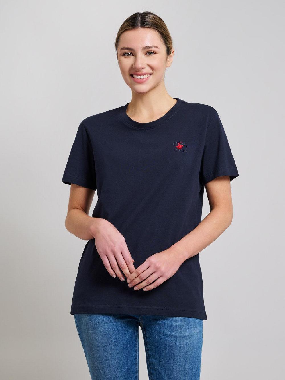 beverly hills polo club COTTON JERSEY CREWNECK T-SHIRT DARK NAVY