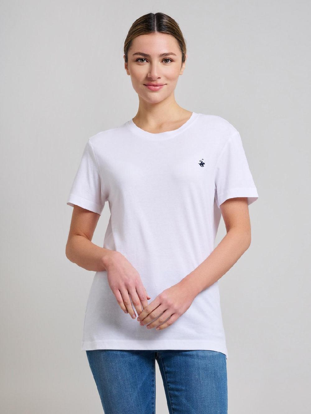 beverly hills polo club COTTON JERSEY CREWNECK T-SHIRT GHOST WHITE