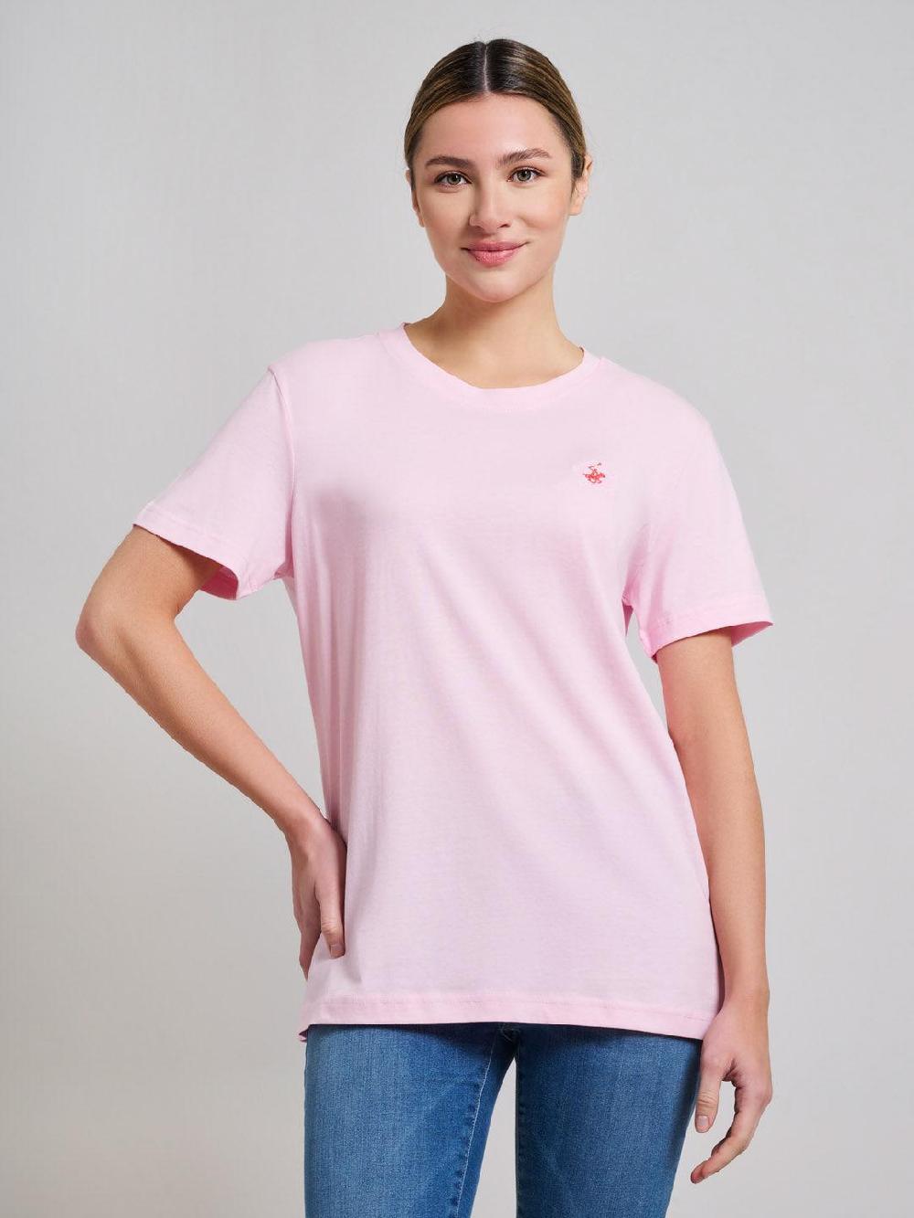 beverly hills polo club COTTON JERSEY CREWNECK T-SHIRT MISTY ROSE