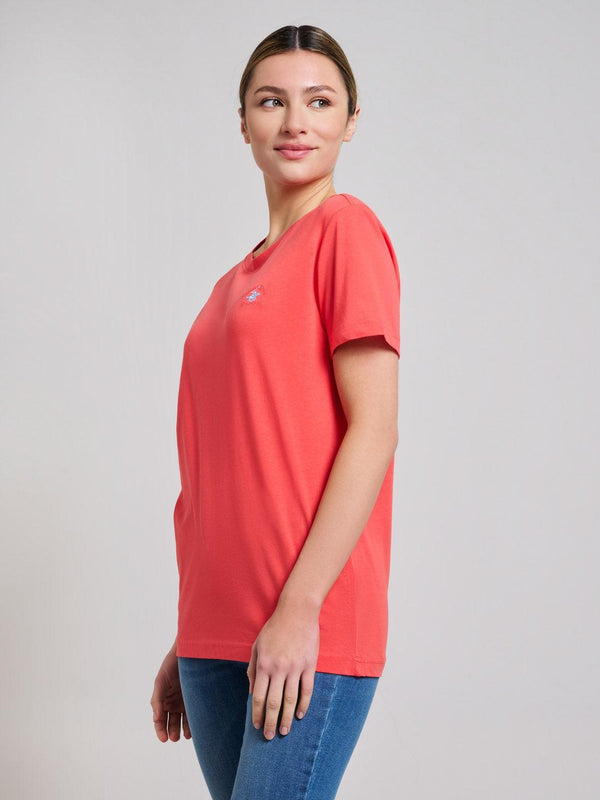 Beverly Hills Polo Club COTTON JERSEY CREWNECK T-SHIRT SUNSHINE PEACH