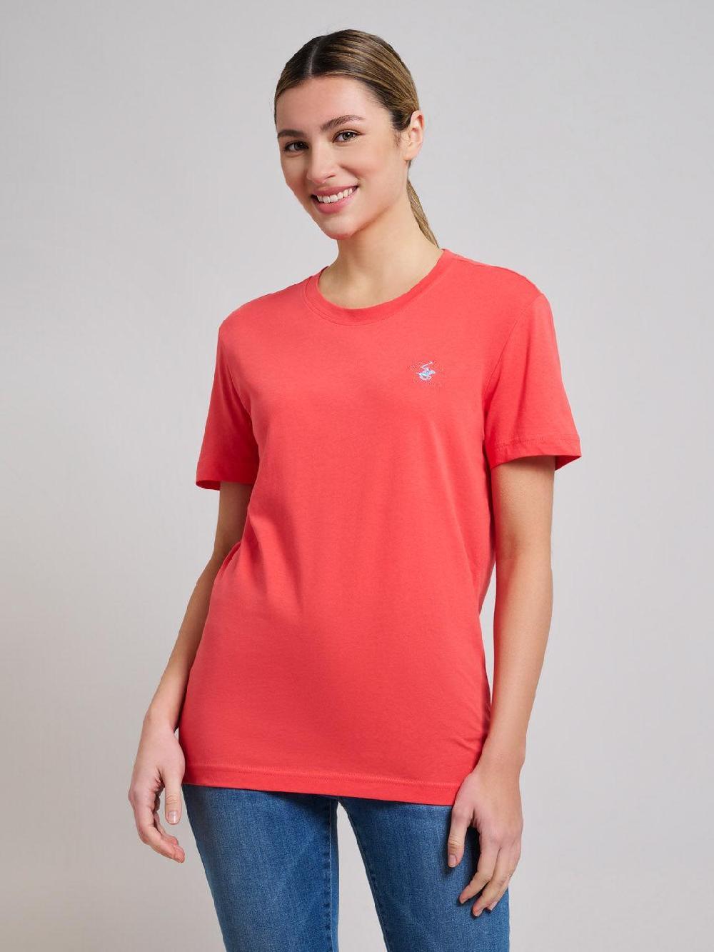 beverly hills polo club COTTON JERSEY CREWNECK T-SHIRT SUNSHINE PEACH