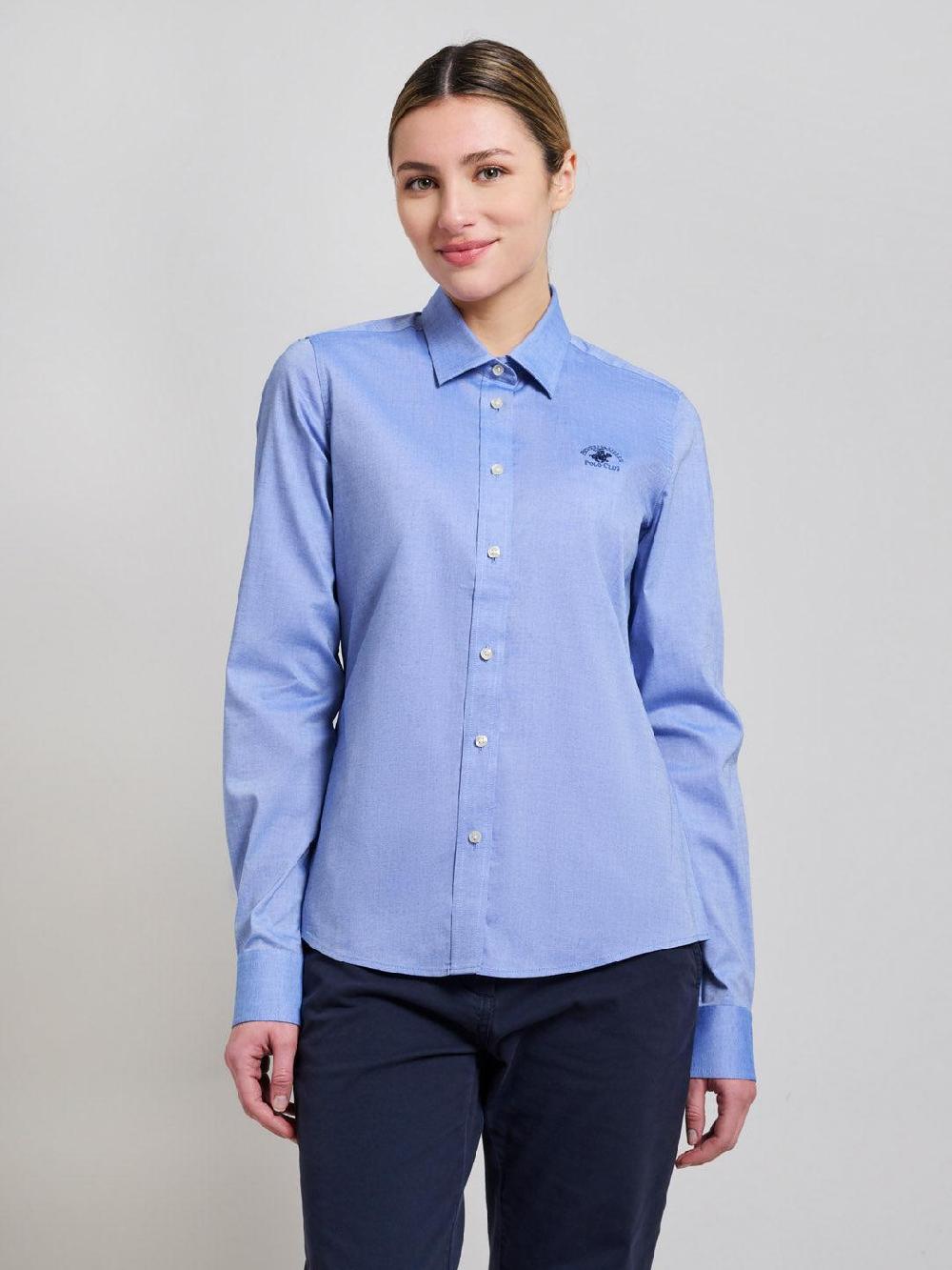 beverly hills polo club COTTON OXFORD SHIRT LIGHT BLUE