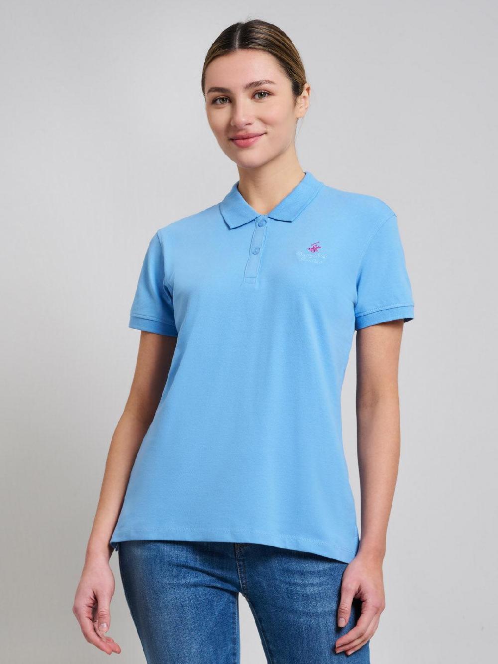 beverly hills polo club COTTON PIQUE POLO SHIRT BREEZE BLUE