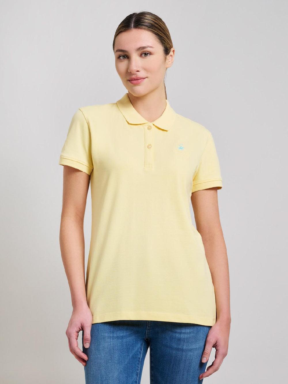 beverly hills polo club COTTON PIQUE POLO SHIRT BROKEN YELLOW