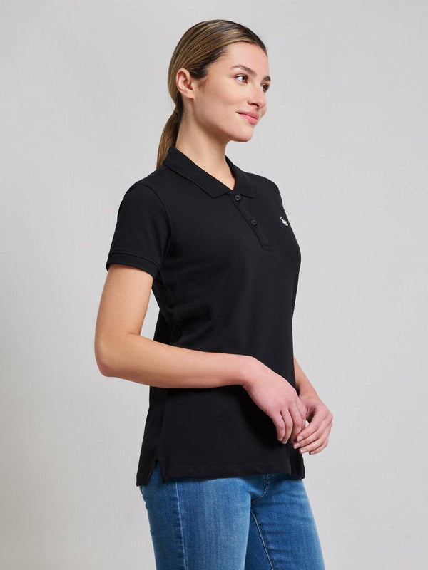 Beverly Hills Polo Club COTTON PIQUE POLO SHIRT CLUB BLACK