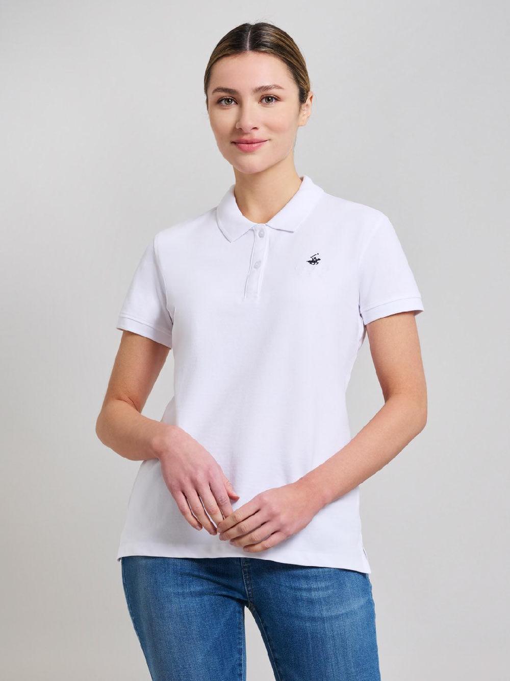 beverly hills polo club COTTON PIQUE POLO SHIRT GHOST WHITE