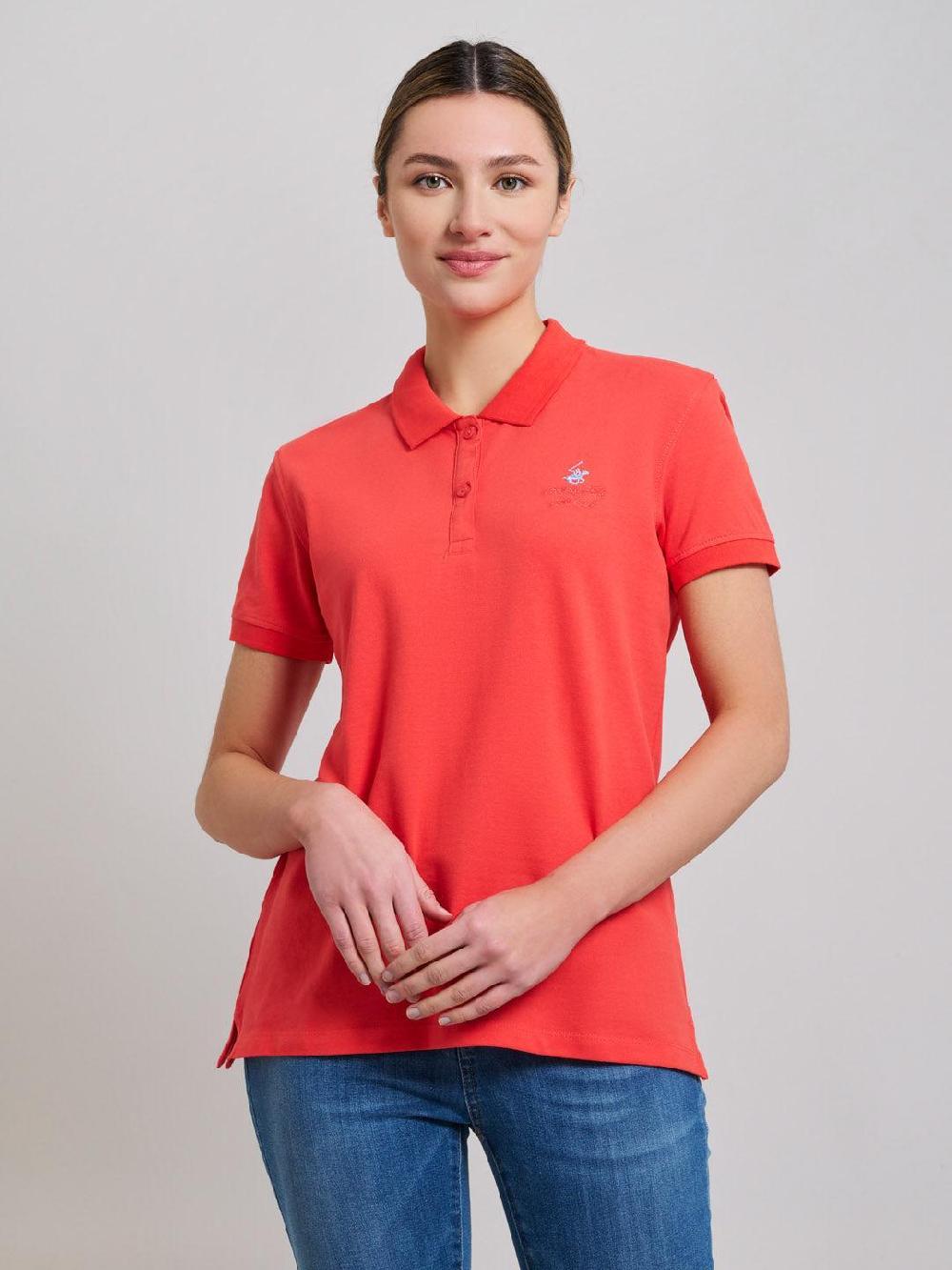 beverly hills polo club COTTON PIQUE POLO SHIRT SUNSHINE PEACH