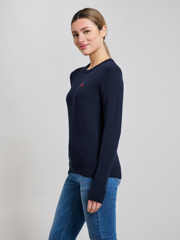 Beverly Hills Polo Club FINE GAUGE CREWNECK COTTON KNIT DARK NAVY