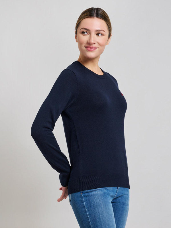 Beverly Hills Polo Club FINE GAUGE CREWNECK COTTON KNIT DARK NAVY