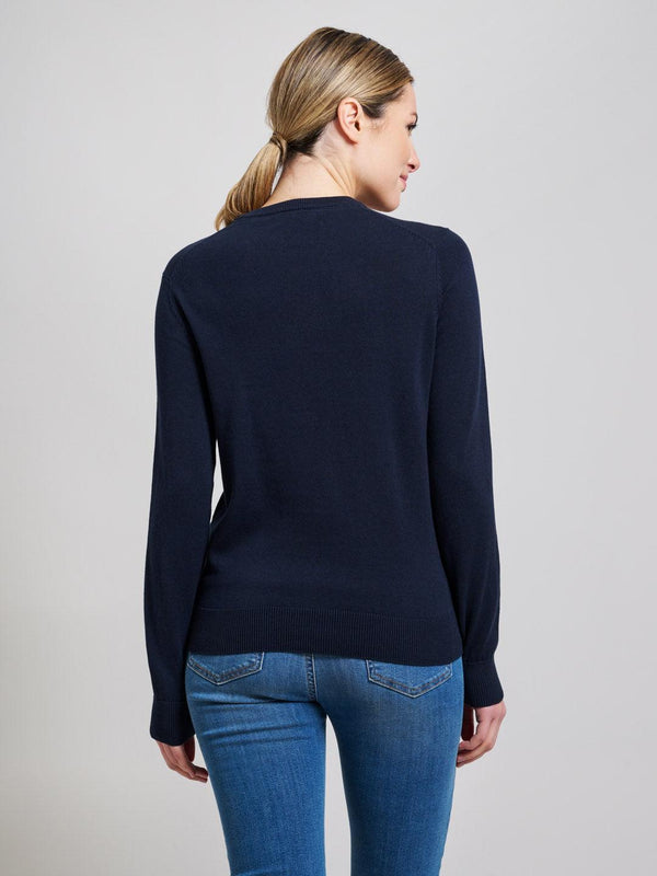 Beverly Hills Polo Club FINE GAUGE CREWNECK COTTON KNIT DARK NAVY