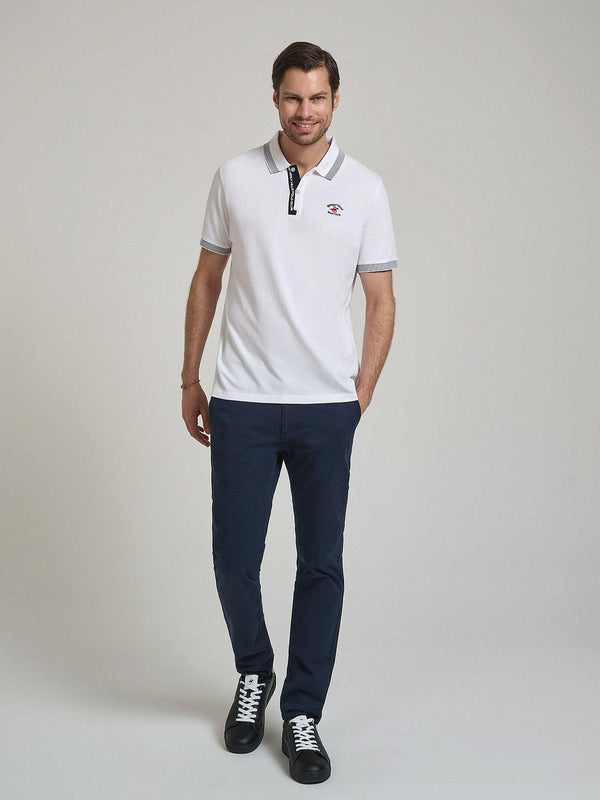 Beverly Hills Polo Club FINE TIPPED POLO SHIRT WHITE